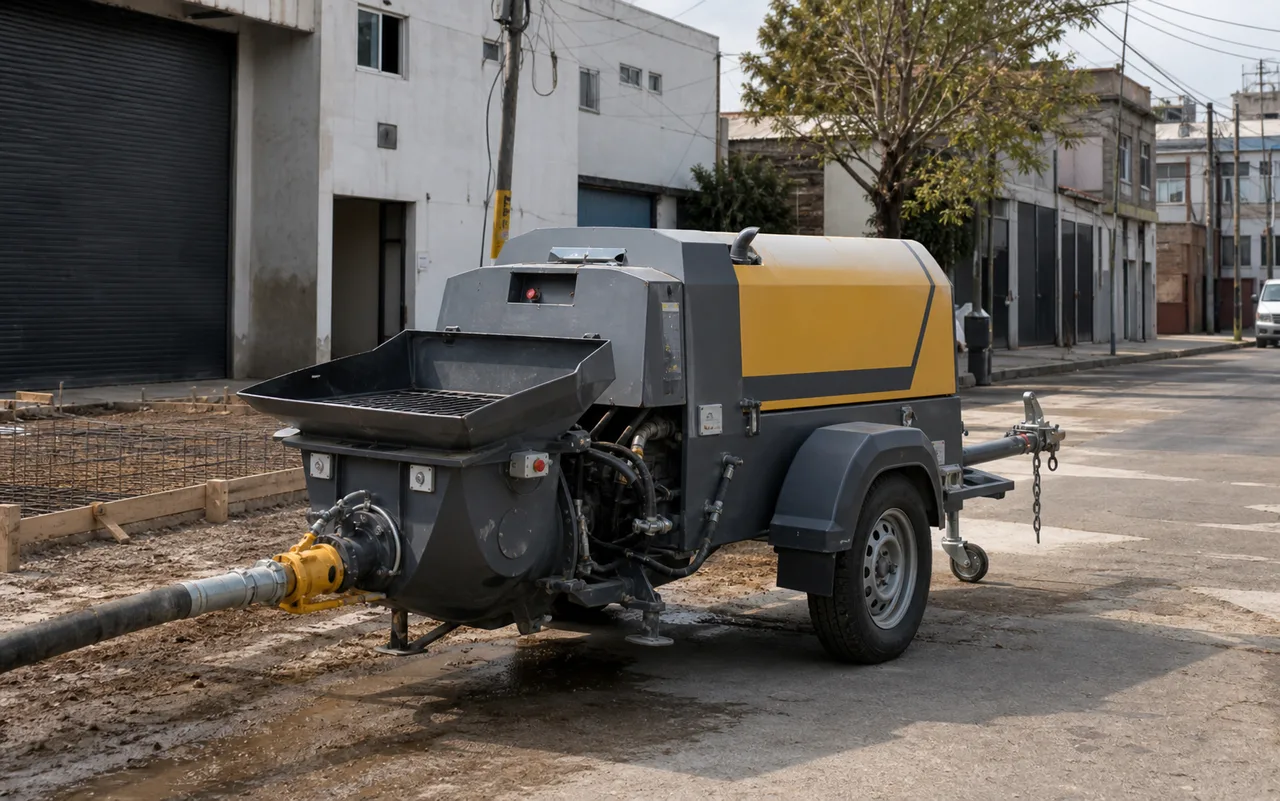 Bomba de hormigón desplegada en una obra de General San Martín
