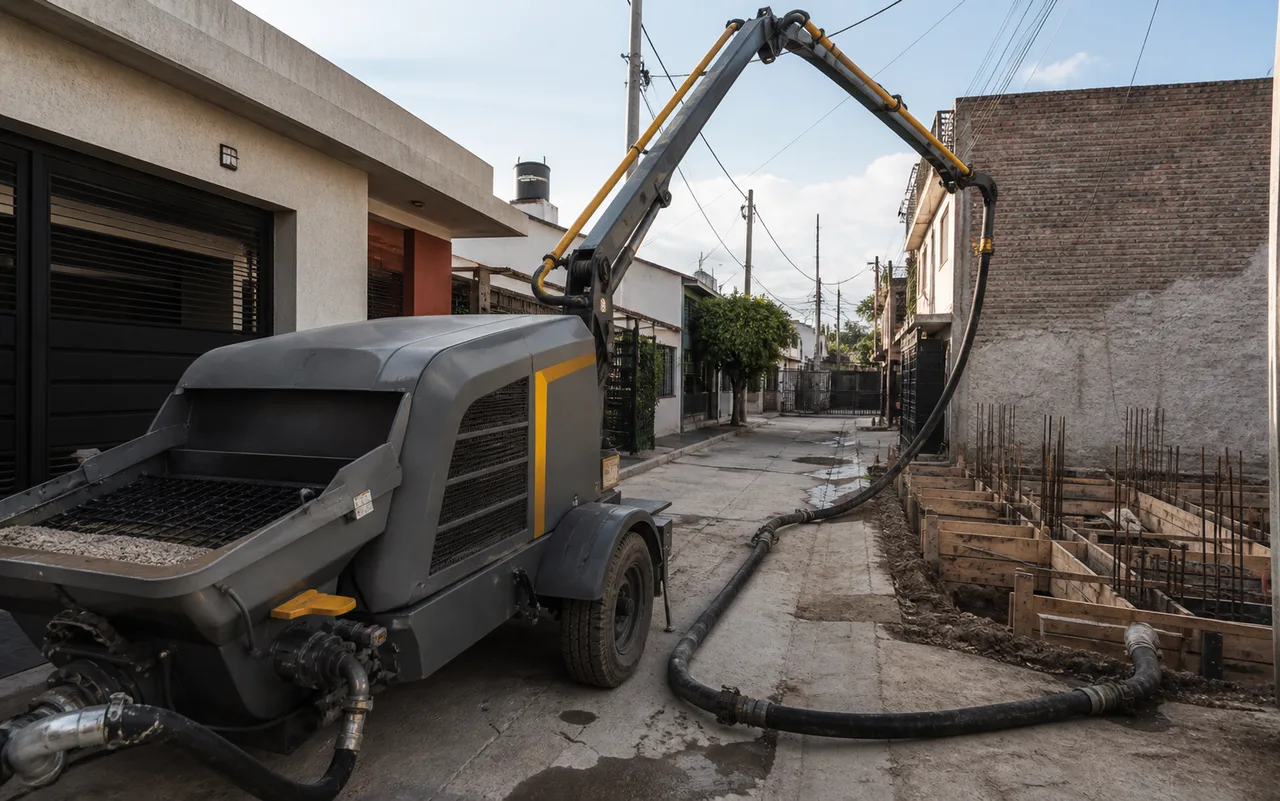 Bomba compacta trabajando en una calle residencial de Lanús