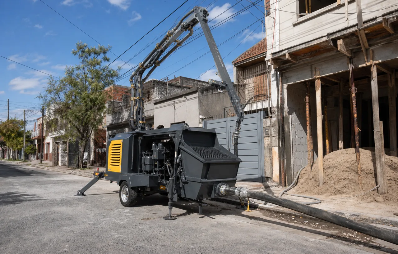 Bomba compacta frente a una obra entre medianeras en Lomas de Zamora