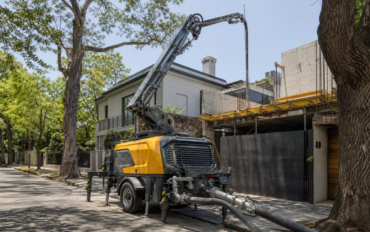 Equipo compacto de bombeo en una calle arbolada de San Isidro